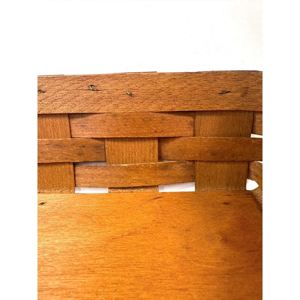 Peterboro Basket Co Woven Wood Rectangular Storage Basket Brown Handcrafted USA